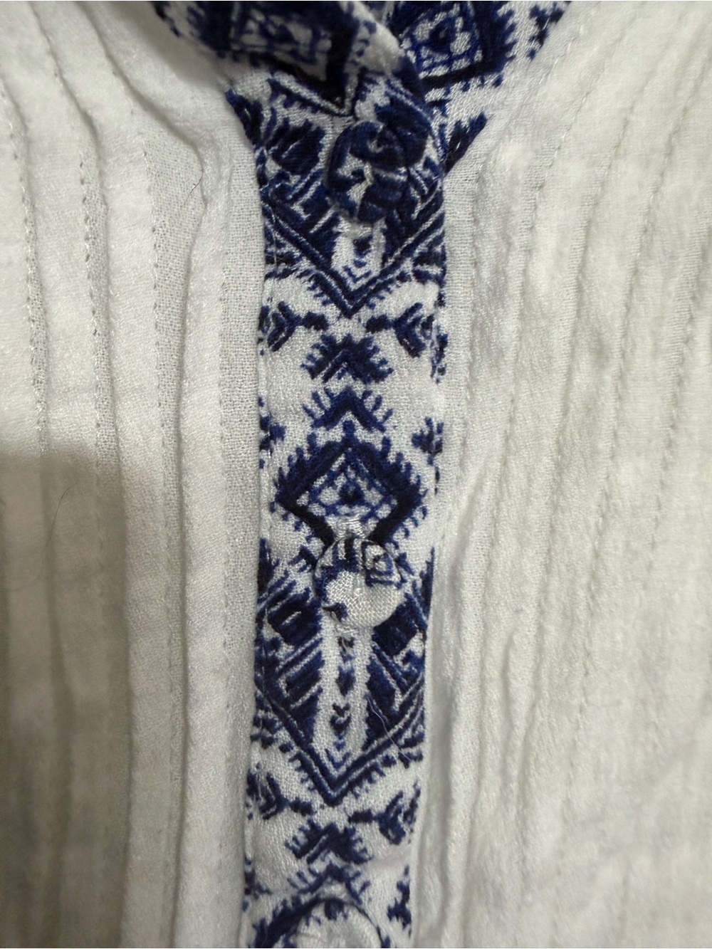 Women’s White Tunic Top with Blue Folk Embroidery - Picture 5 of 8